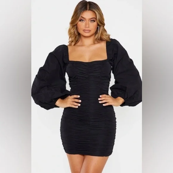 black balloon sleeve ruched bodycon dress Amazon.com: xxxiticat Women's Glitter Party Dress Balloon Sleeve Low Cut V-Neck Sheer Mesh See Through Shiny Ruched Bodycon Dress(BL,XS) Black : Clothing, Shoes & Jewelry